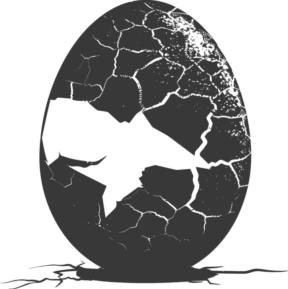 Silhouette cracked egg black color only vector