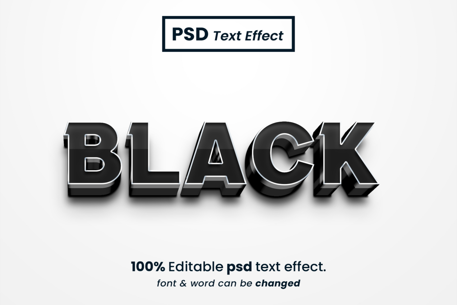 Black 3D Editable Text Effect psd