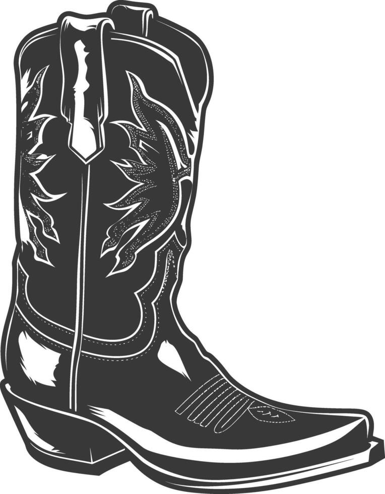 Silhouette cowboy boot black color only vector