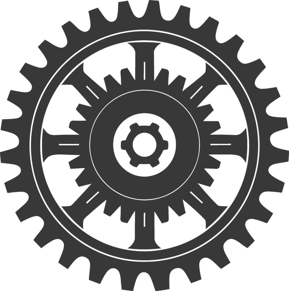 Silhouette Cogwheel machine gear black color only vector