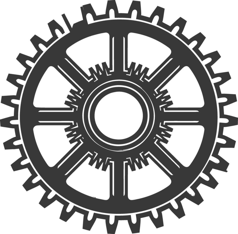 Silhouette Cogwheel machine gear black color only vector