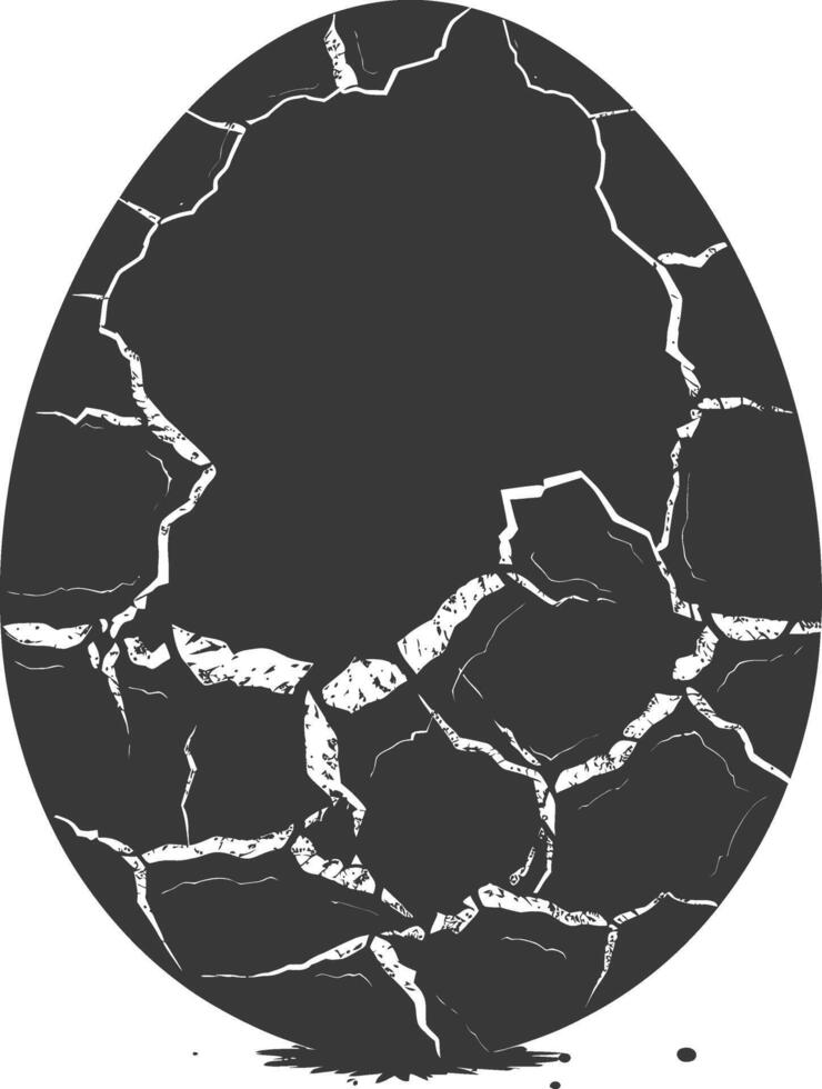 Silhouette cracked egg black color only vector