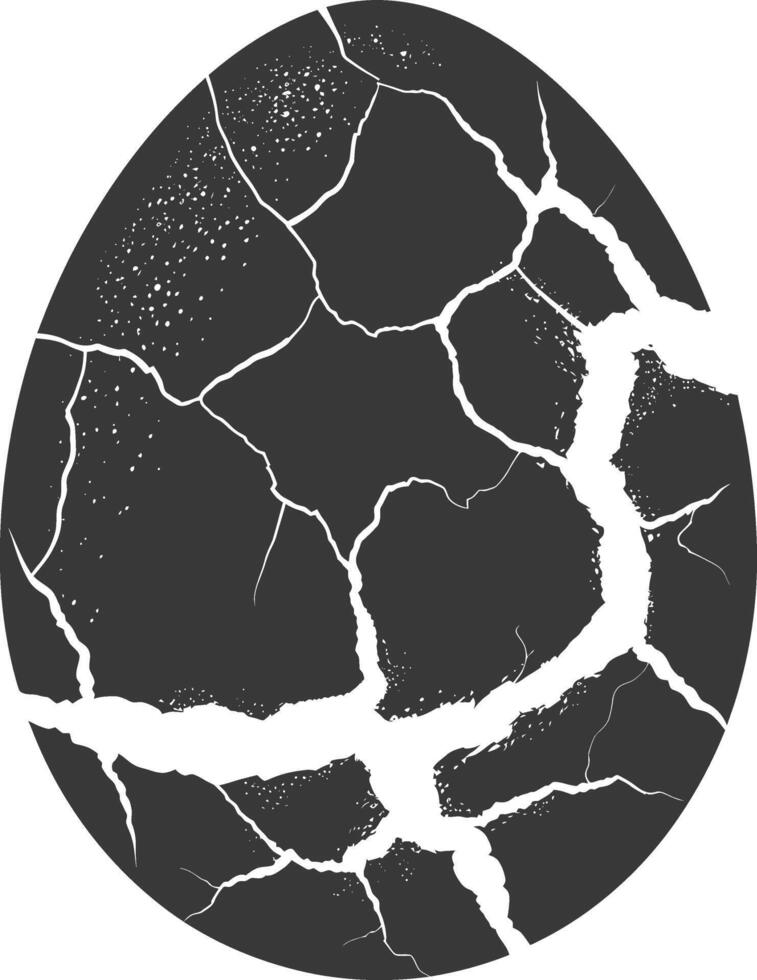 Silhouette cracked egg black color only vector