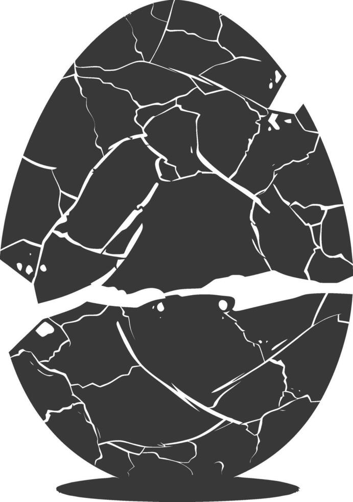Silhouette cracked egg black color only vector