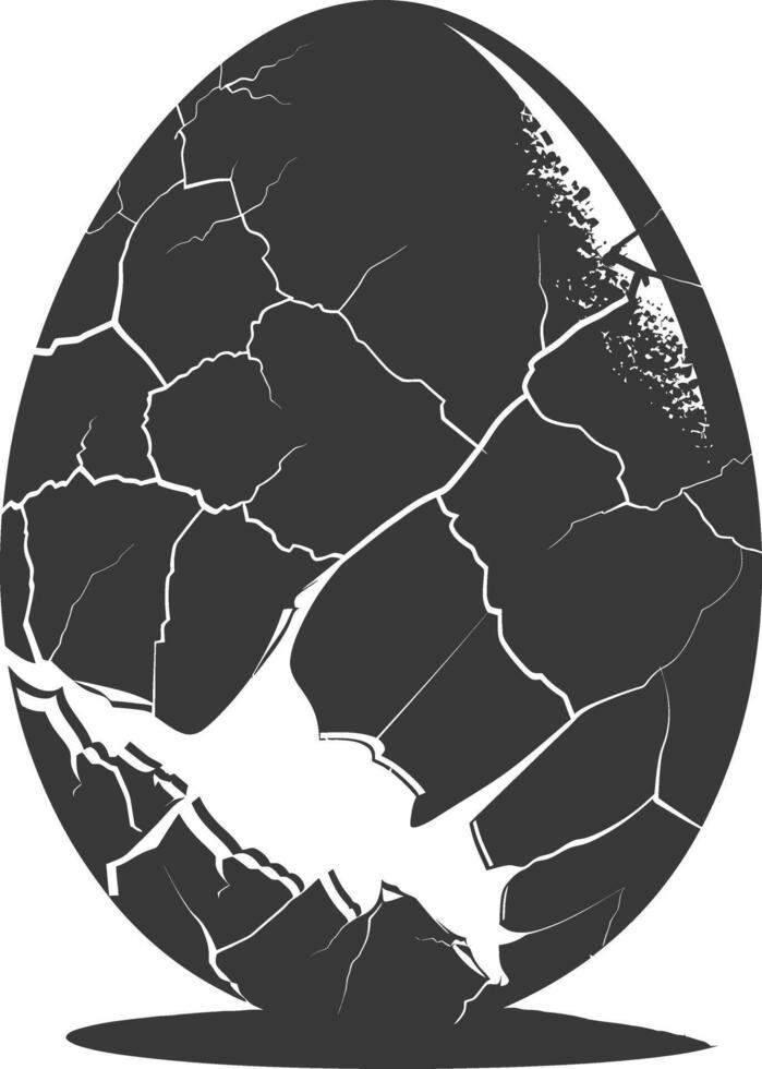 Silhouette cracked egg black color only vector