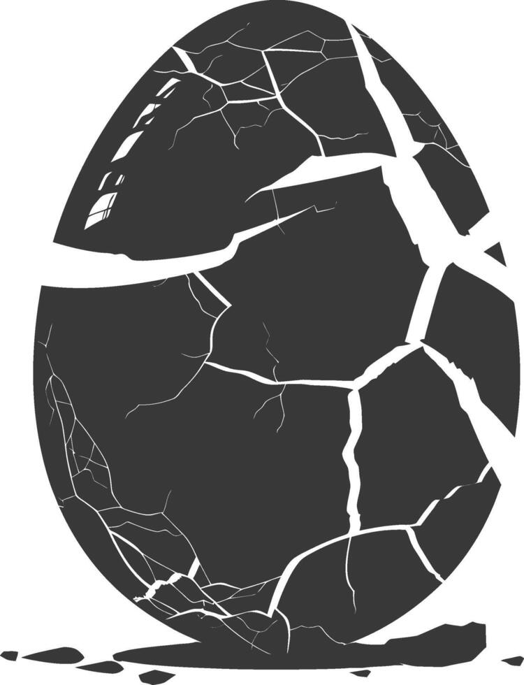 Silhouette cracked egg black color only vector