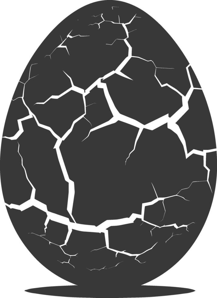 Silhouette cracked egg black color only vector