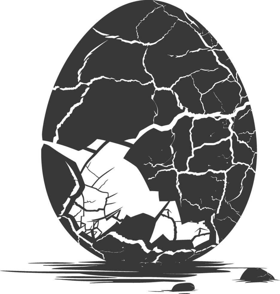 Silhouette cracked egg black color only vector