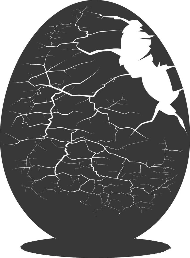 Silhouette cracked egg black color only vector