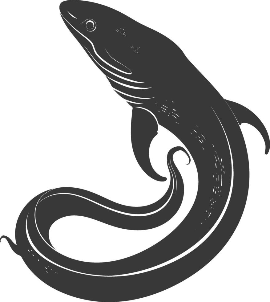 Silhouette eel animal black color only vector
