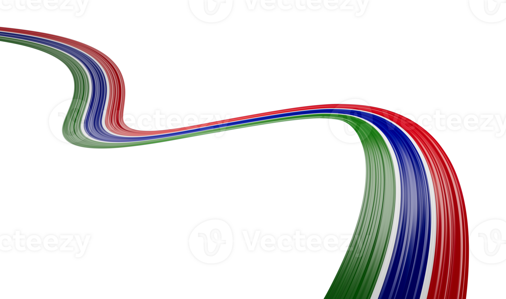 Waving ribbon or banner with flag of Gambia. independence day 3d illustration png