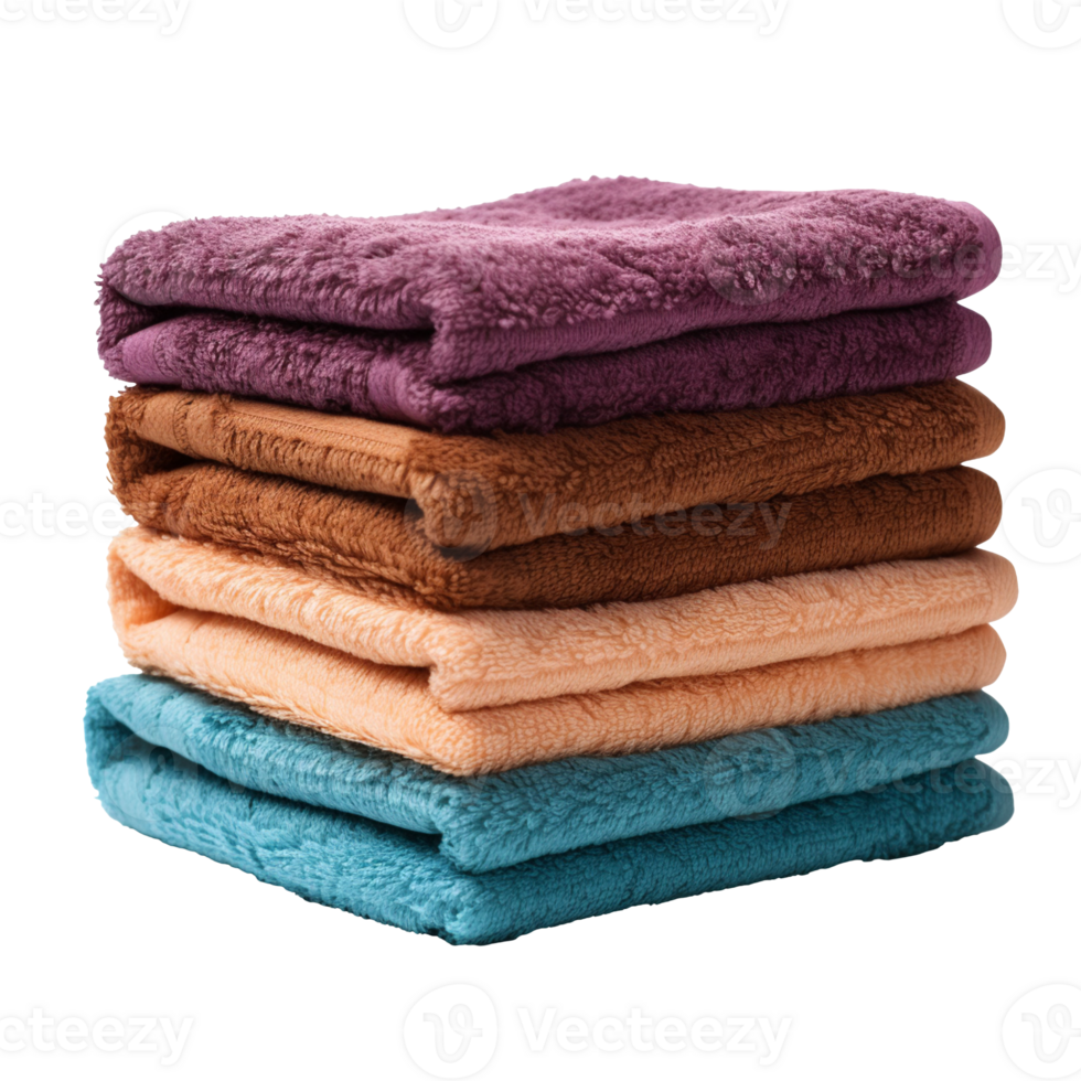 Stack of assorted towels isolated on transparent background png