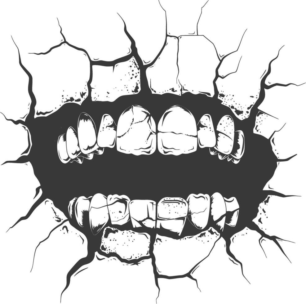Silhouette Cracked Teeth black color only vector