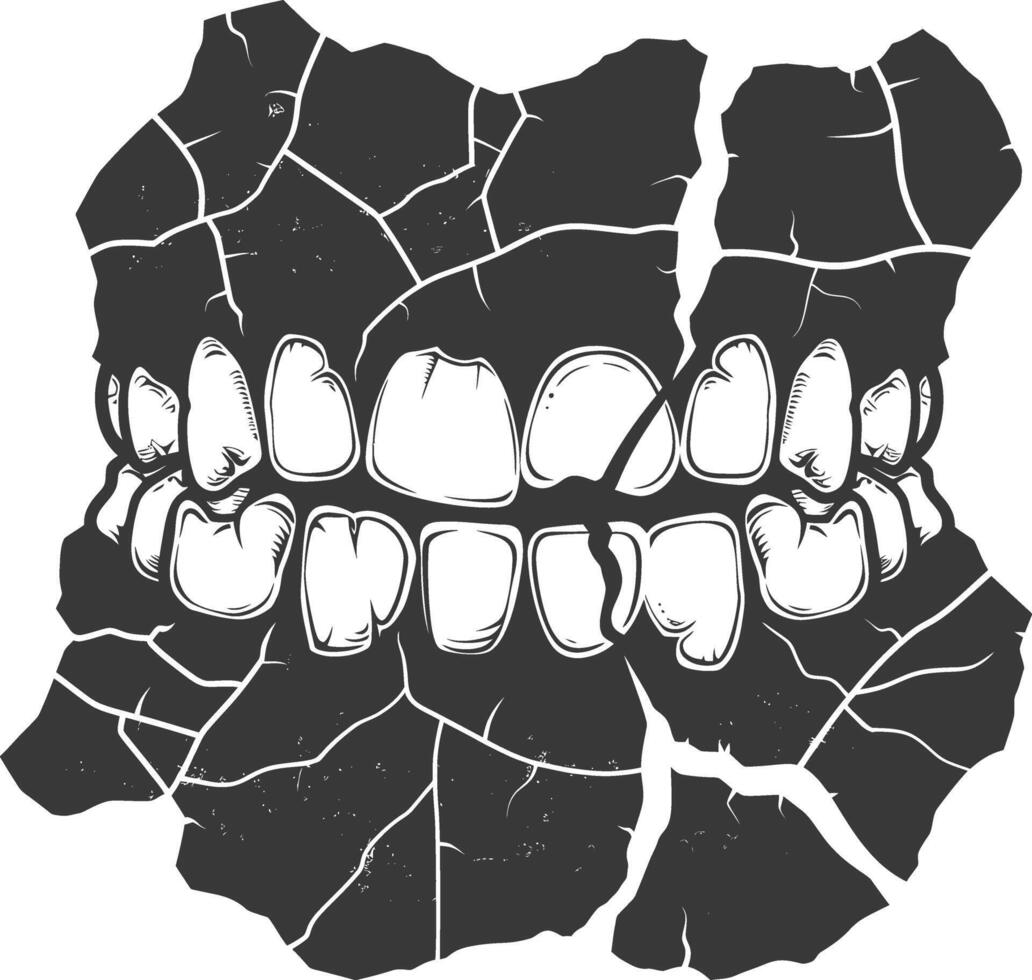 Silhouette Cracked Teeth black color only vector