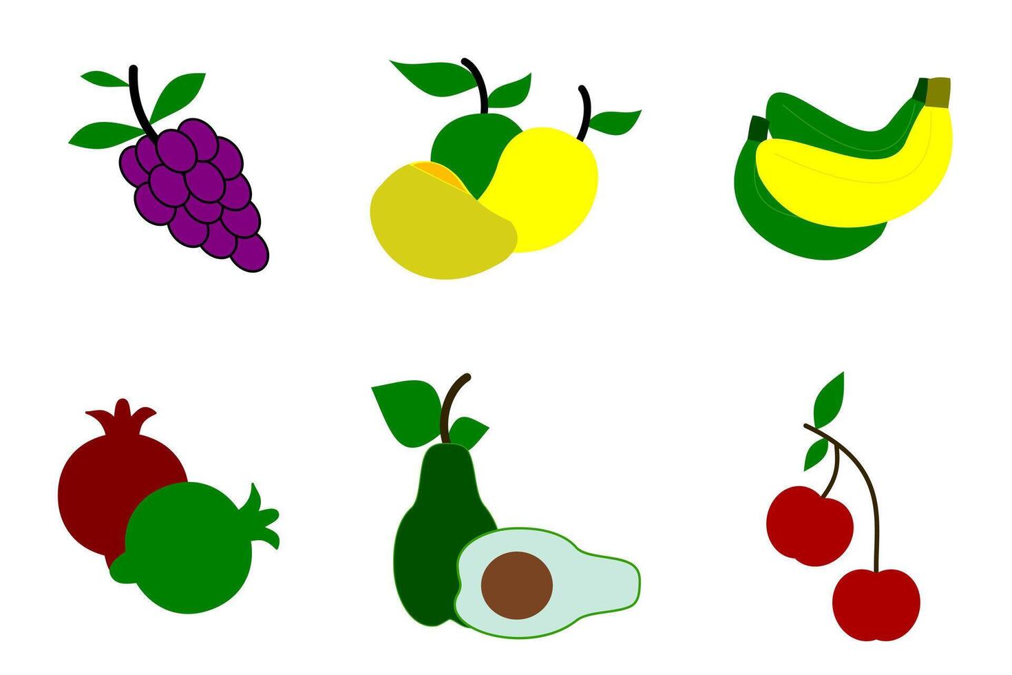 a set of free colored fruit icons vector