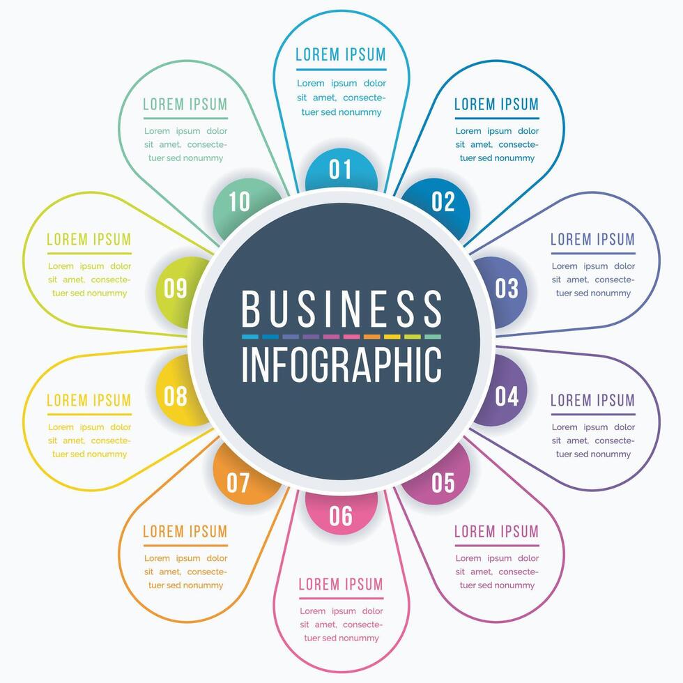 Infographic design 10 steps, objects, elements or options business information template vector
