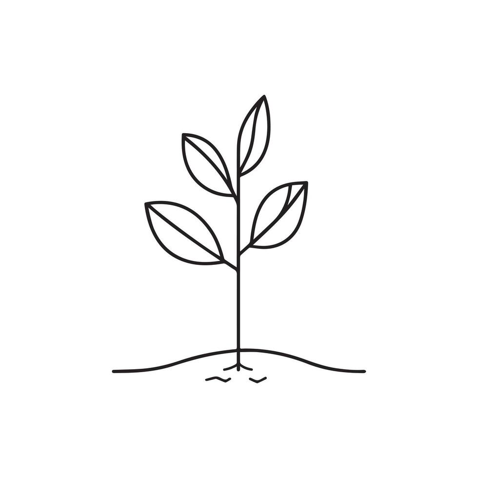 Seedling tree growing icon. Black nature green design. vector