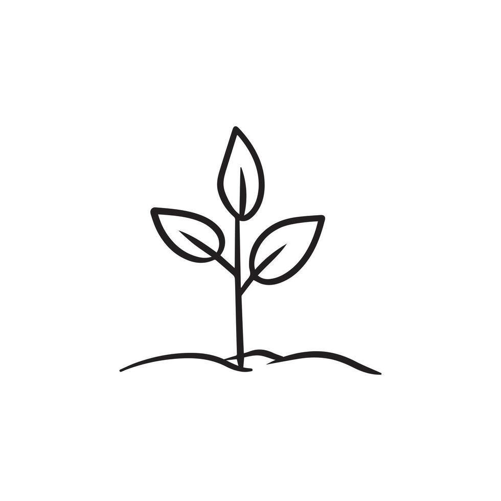 Seedling tree growing icon. Black nature green design. vector