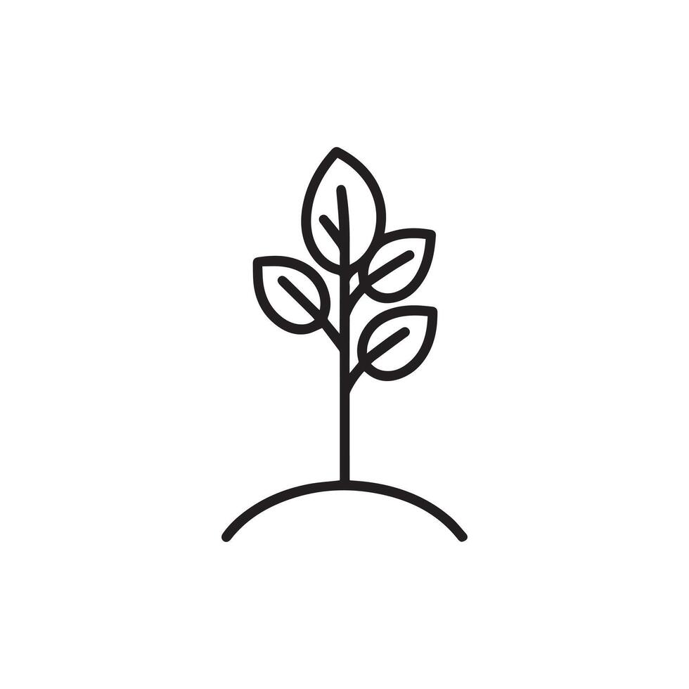 Seedling tree growing icon. Black nature green design. vector