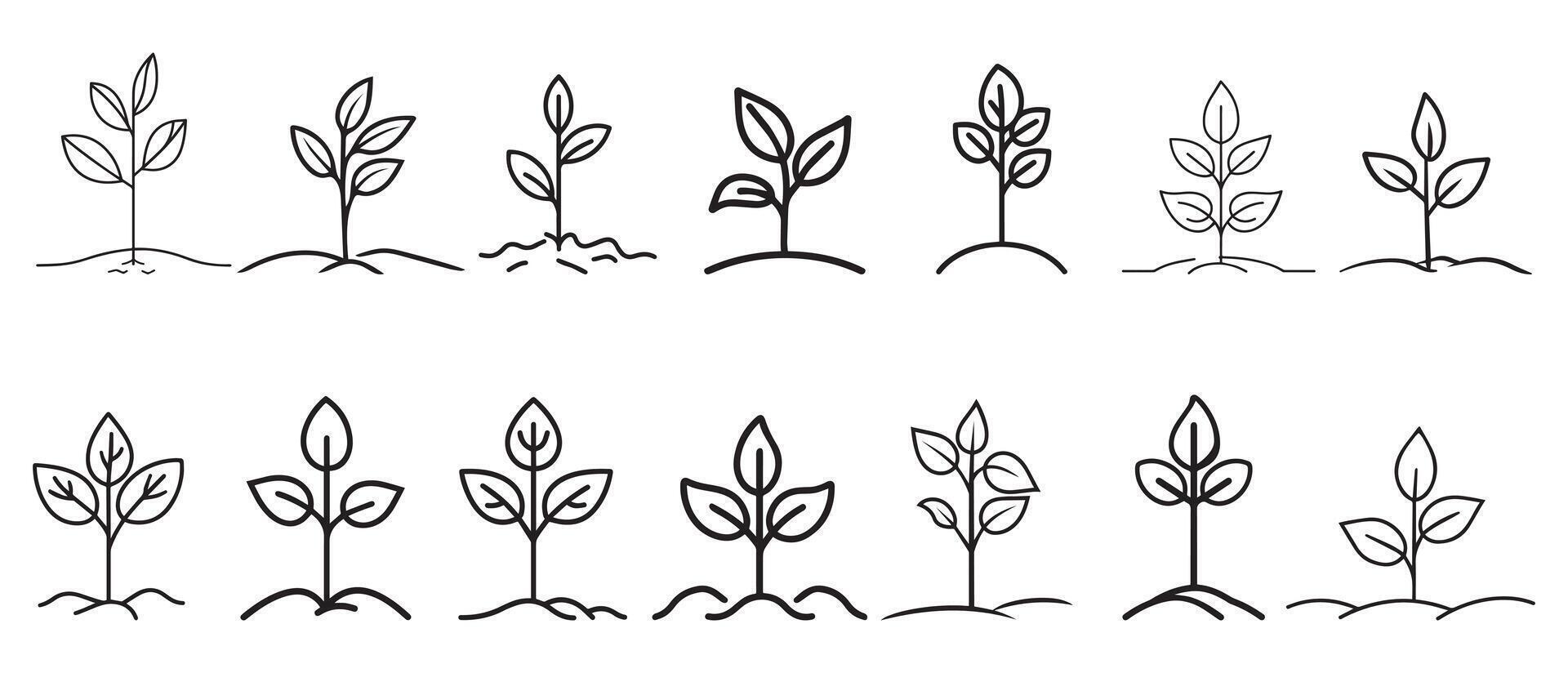 Seedling tree growing icon. Black nature green design. vector