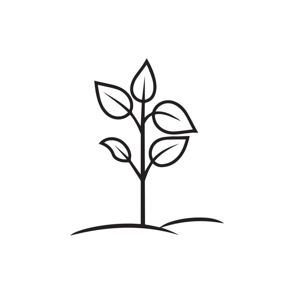 Seedling tree growing icon. Black nature green design. vector