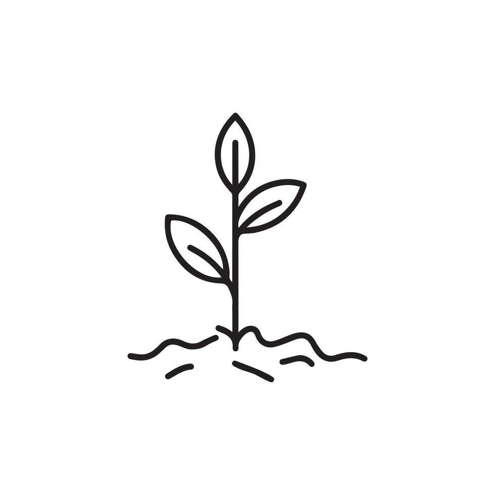 Seedling tree growing icon. Black nature green design. vector