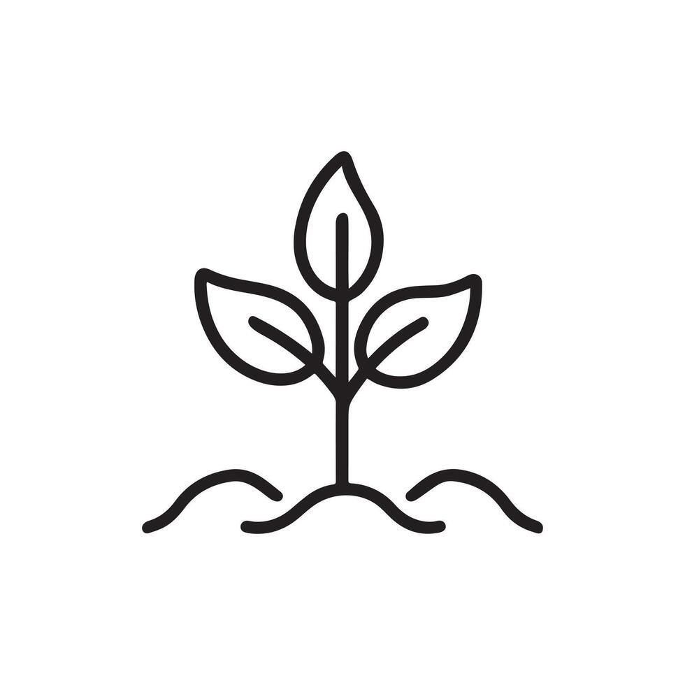 Seedling tree growing icon. Black nature green design. vector