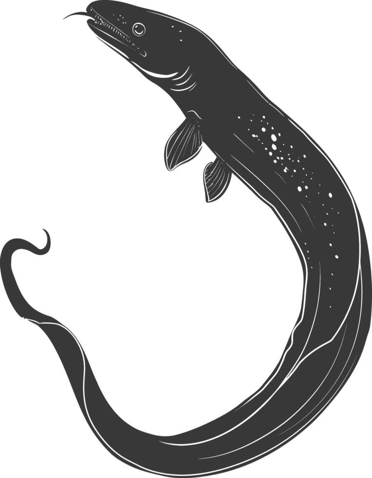 Silhouette eel animal black color only vector