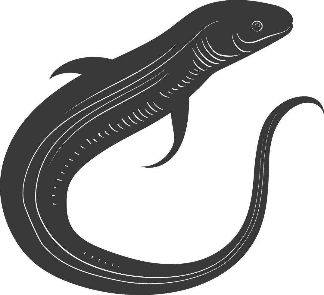 Silhouette eel animal black color only vector