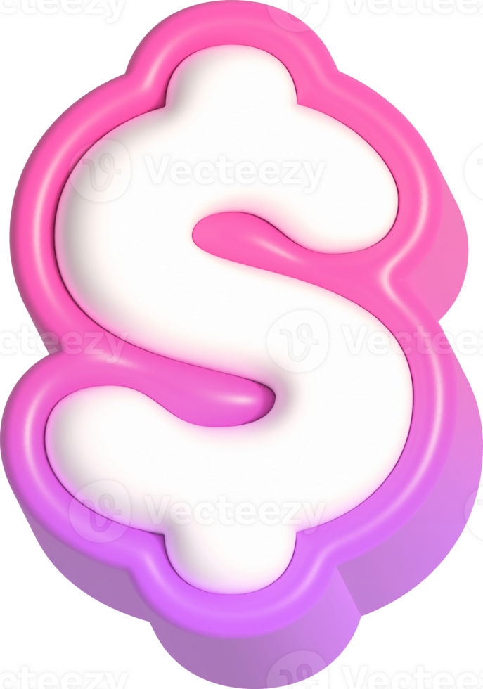 Dollar, Pink Cute 3D Lettering png