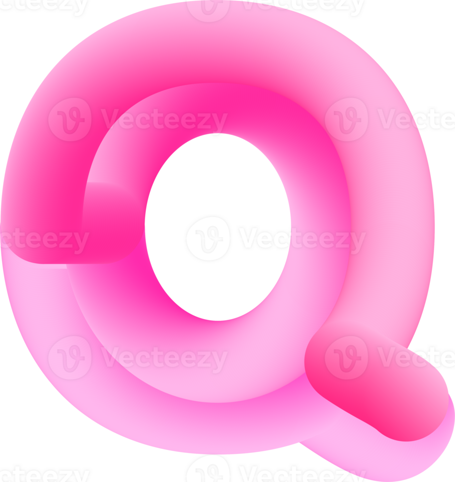 3D Pink Alphabet Letter Q png