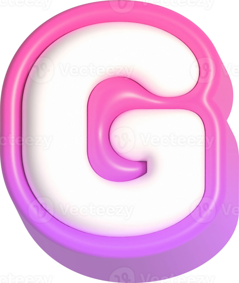 Letter G, Pink Cute 3D Lettering png