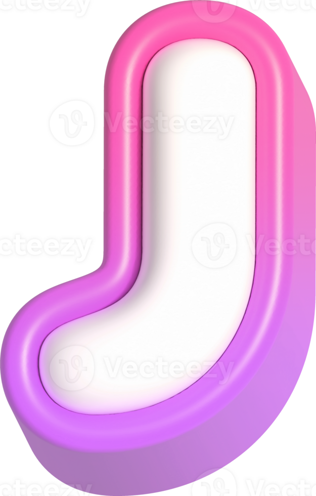 Letter J, Pink Cute 3D Lettering png