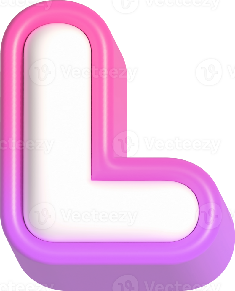 Letter L, Pink Cute 3D Lettering png