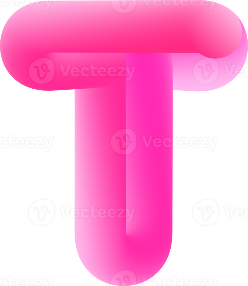 3D Pink Alphabet Letter T png