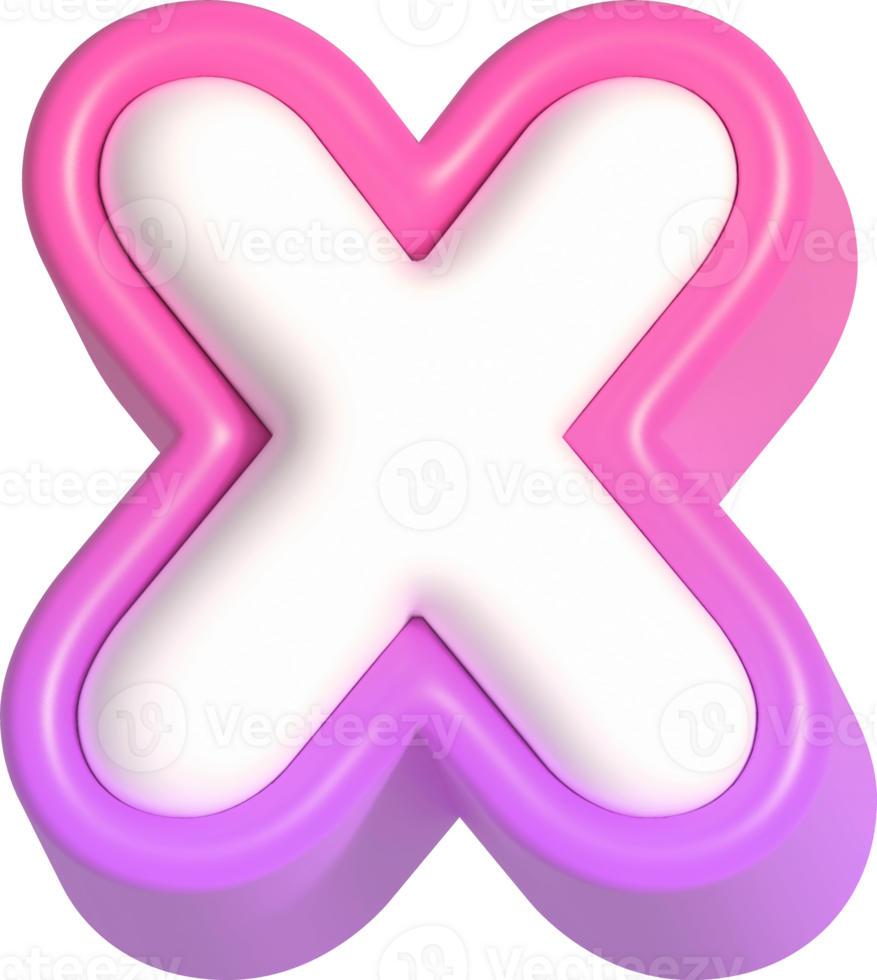 Letter X, Pink Cute 3D Lettering png
