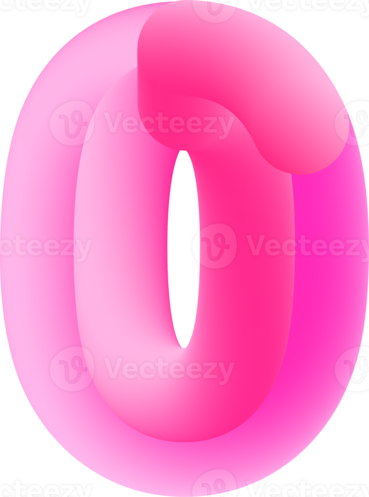 3D Pink Number 0 png