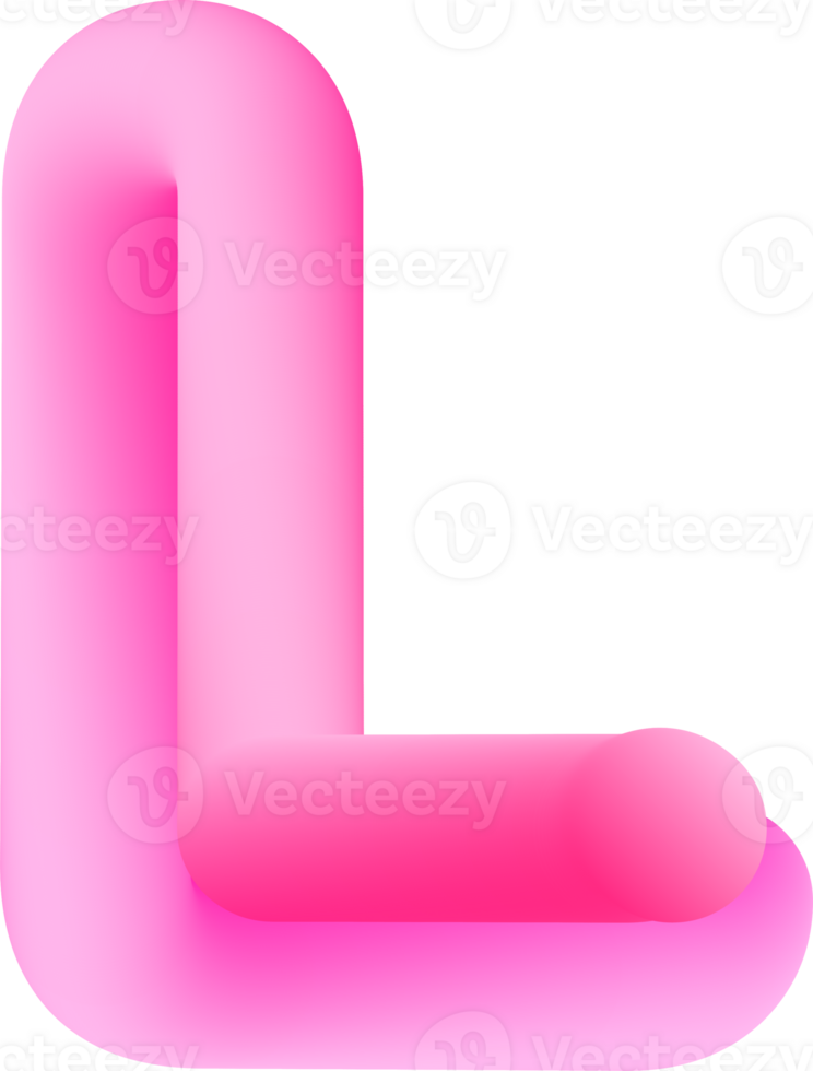 3D Pink Alphabet Letter L png