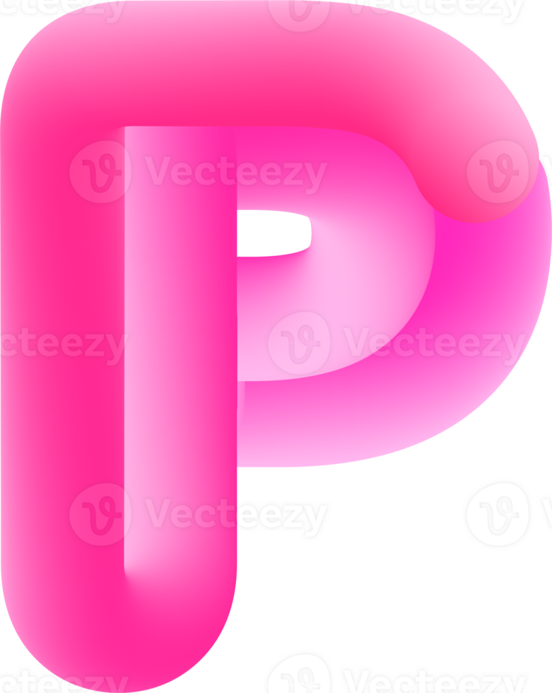 3d rose alphabet lettre p png