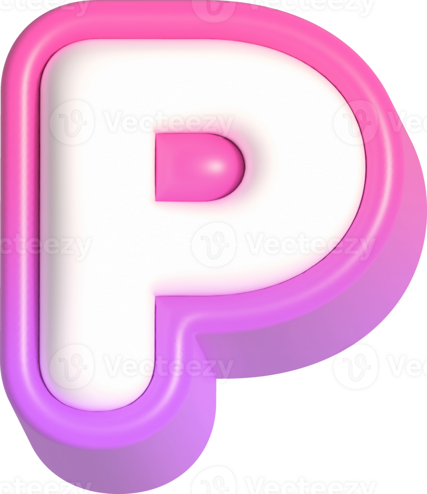 Brief P, Rosa süß 3d Beschriftung png