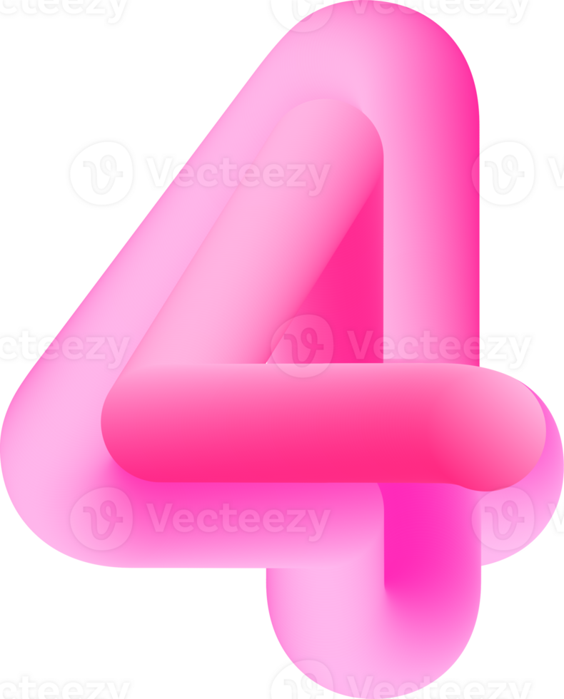 3D Pink Number 4 png