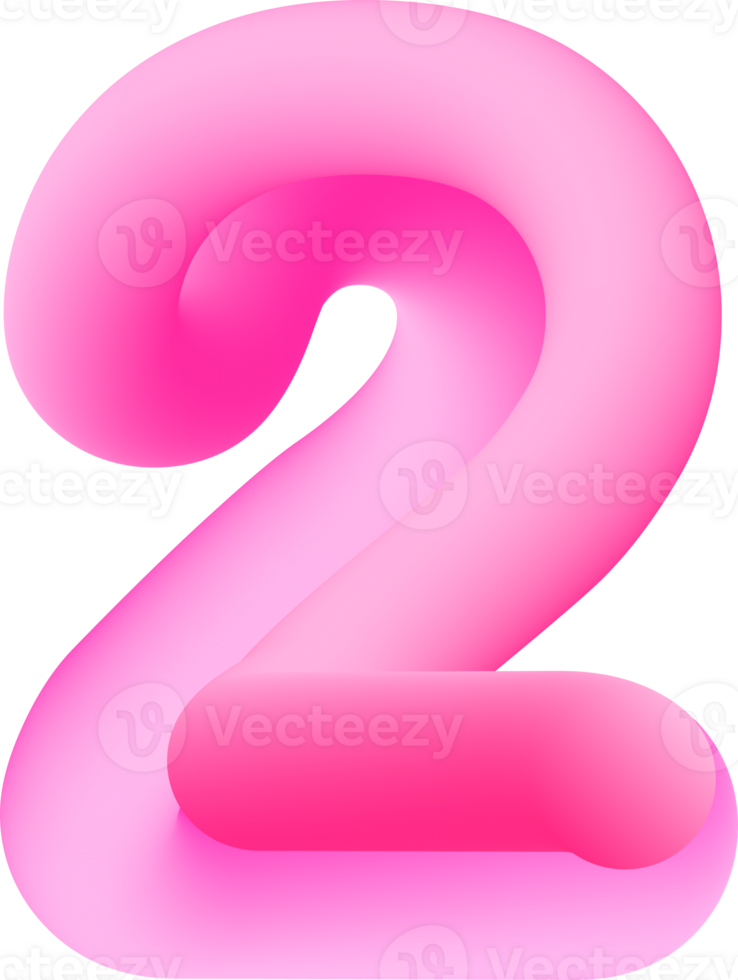 3D Pink Number 2 png