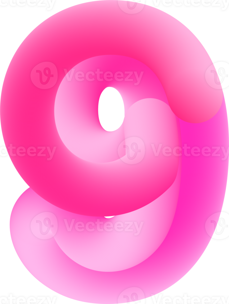 3D Pink Number 9 png