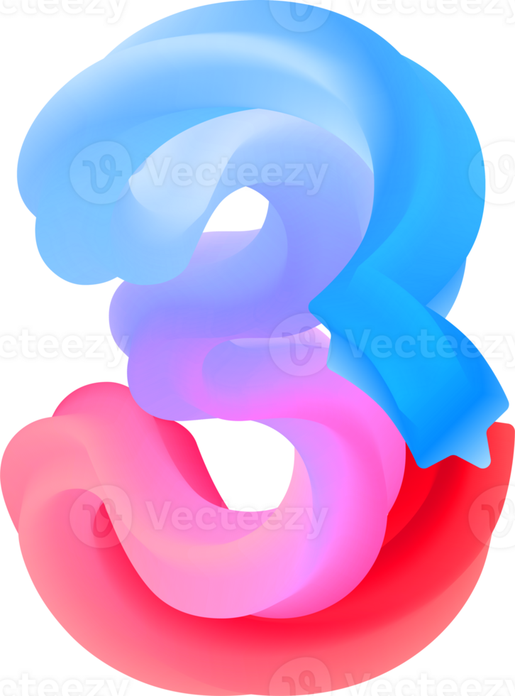 3d espiral número 3 png
