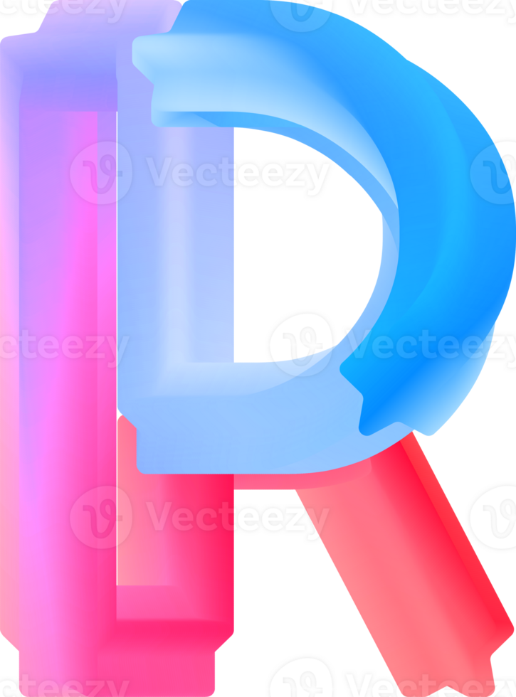 3D Spiral Alphabet Letter R png