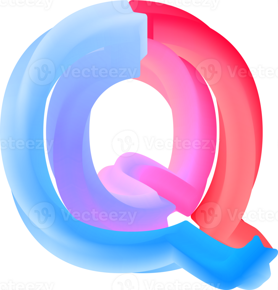 3D Spiral Alphabet Letter Q png