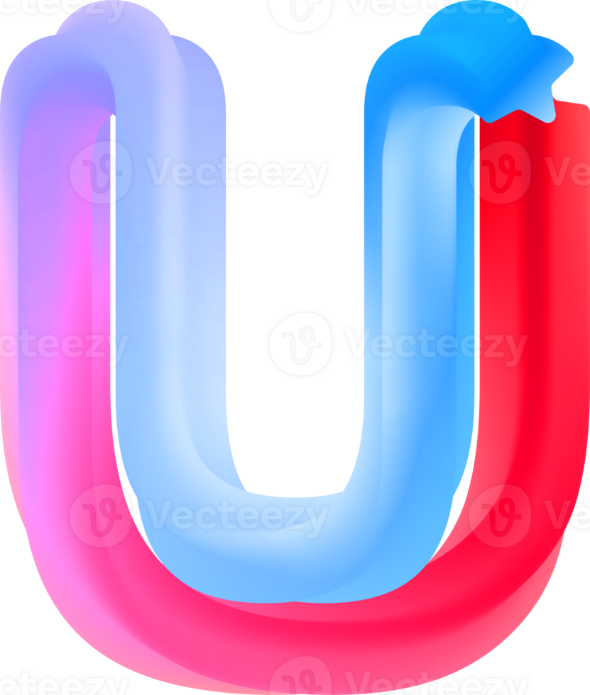 3D Spiral Alphabet Letter U png