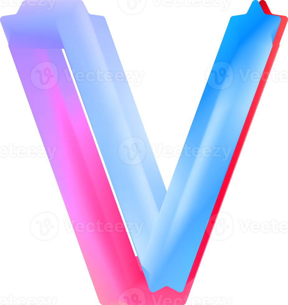 3D Spiral Alphabet Letter V png