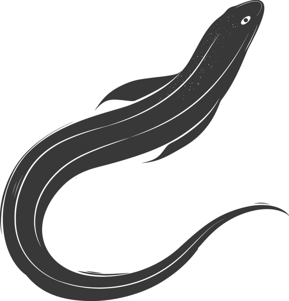 Silhouette eel animal black color only vector