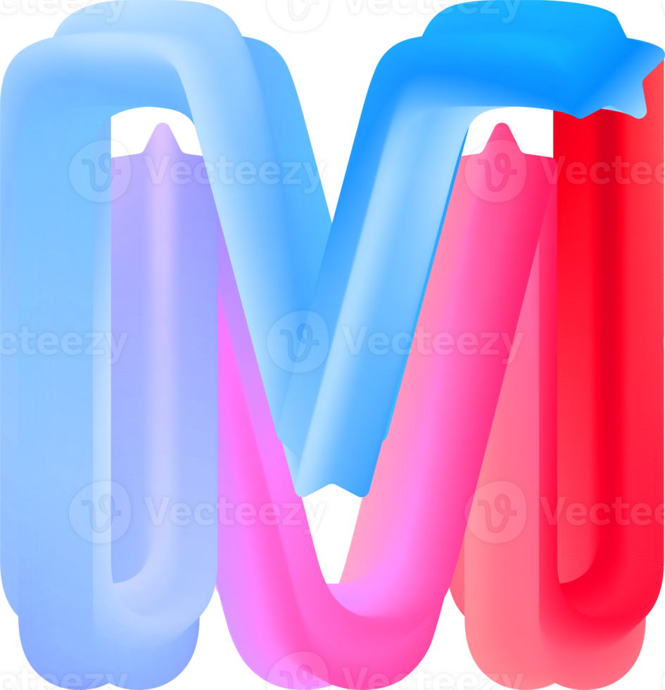 3D Spiral Alphabet Letter M png